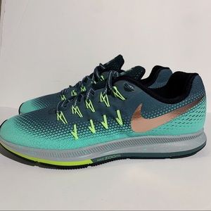 Nike Women's Air Zoom Pegasus 33 Shield Running Shoe, Green Blue Grey, size 10